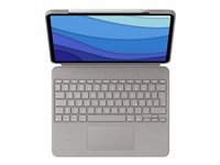 Logitech Combo Touch - Tangentbord och foliefodral - med pekdyna - bakgrundsbelyst - Apple Smart connector - QWERTY - spansk - sand - för Apple 12.9-inch iPad Pro (5:e generation) 920-010219
