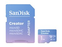 SanDisk Creator - Flash-minneskort (microSDXC till SD-adapter inkluderad) - 1 TB - A2 / Video Class V30 / UHS-I U3 - mikroSDXC UHS-I SDSQXAV-1T00-GN6MS