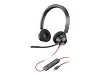 Poly Blackwire 3320 - Blackwire 3300 series - headset - på örat - kabelansluten - USB-C - svart - UC-certifierad 8X219AA