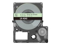 Epson LabelWorks LK-4GAS - Grått på grönt - Rulle (1,2 cm x 8 m) 1 kassett(er) hängande låda - bandpatron - för LabelWorks LW-C410, LW-C610 C53S672105