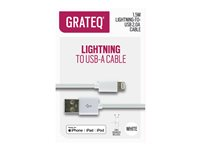 GRATEQ - Lightning-kabel - USB hane till Lightning hane - 1.5 m - vit 85004