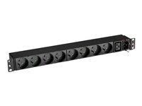 Eaton FlexPDU - Kraftdistributionsenhet (kan monteras i rack) - AC 220-240 V - 3000 VA - ingång: IEC 60320 C20 16A - utgångskontakter: 9 (IEC-kontakt, fransk/UTE) - 1U - 19" EFLX8F