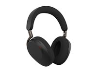 Jabra Evolve3 85 UC - Headset - fullstorlek - Bluetooth - trådlös, kabelansluten - aktiv brusradering - 3,5 mm kontakt, USB-C via Bluetooth-adapter - ljudisolerande - svart - med trådlös laddningsplatta - UC-certifierad 38599-989-889