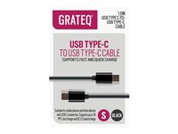 GRATEQ - USB-kabel - 24 pin USB-C (hane) till 24 pin USB-C (hane) - 5 A - 1 m - USB-strömförsörjning (100W) - svart 85060QC