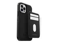 OtterBox - Plånbok - MagSafe-kompatibilitet - konstläder, polykarbonat, magnet - skuggsvart - för Apple iPhone 12, 12 mini, 12 Pro, 12 Pro Max 77-82593