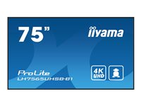iiyama ProLite LH7565UHSB-B1 - 75" Diagonal klass (74.5" visbar) LED-bakgrundsbelyst LCD-skärm - digital skyltning - Android - 4K UHD (2160p) 3840 x 2160 - svart LH7565UHSB-B1