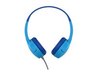 Belkin SoundForm Mini - Hörlurar med mikrofon - på örat - kabelansluten - 3,5 mm kontakt - blå AUD004BTBL