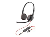 Poly Blackwire 3225 - Blackwire 3200 Series - headset - på örat - kabelansluten - USB, 3,5 mm kontakt - svart - Skype-certifierat, Avaya-certifierad, Cisco Jabber-certifierad 80S11A6