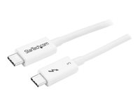 StarTech.com 1.6ft (50cm) Thunderbolt 3 Cable, 40Gbps, 100W PD, 4K/5K Video, Thunderbolt-Certified, Compatible w/ TB4/USB 3.2/DisplayPort - Thunderbolt-kabel - USB-C (hane) till USB-C (hane) - USB 3.1 Gen 2 / Thunderbolt 3 / DisplayPort 1.2 - 50 cm - stöd för 4K - vit - för P/N: CDP2HDUACP, CDP2HDUACPW, PEXUSB321C, TB33A1C TBLT34MM50CW
