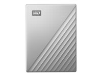 WD My Passport Ultra for Mac WDBPMV0050BSL - Hårddisk - krypterat - 5 TB - extern (portabel) - USB 3.1 (USB-C kontakt) - 256 bitars AES - silver WDBPMV0050BSL-WESN