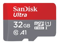 SanDisk Ultra - Flash-minneskort (adapter, microSDHC till SD inkluderad) - 32 GB - A1 / UHS-I U1 / Class10 - microSDHC UHS-I (paket om 2) SDSQUA4-032G-GN6MT