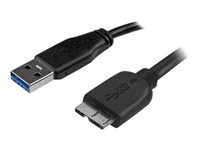 StarTech.com Slim Micro USB 3.0 kabel ? 3 m - USB-kabel - Micro-USB typ B (hane) till USB typ A (hane) - USB 3.0 - 3 m - formpressad - svart - för P/N: S2510BU33PW, S251BMU3FP, S251BRU33, SLSODDU33B, SM2NGFFMBU33 USB3AUB3MS