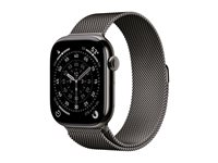 Apple Watch Series 11 (GPS + Cellular) - 46 mm - skiffer titan - smart klocka med milanesisk loop - nät av rostfritt stål - skiffer - bandstorlek: M/L - 64 GB - LTE, Wi-Fi 4, UWB, Bluetooth - 5G - 43.1 g MFD44QN/A