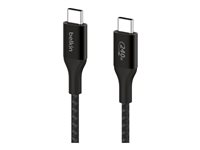 Belkin BOOST CHARGE - USB-kabel - 24 pin USB-C (hane) till 24 pin USB-C (hane) - USB 2.0 - 1 m - stöd för strömleverans på upp till 240 W - svart CAB015BT1MBK