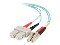 C2G LC-SC 10Gb 50/125 OM3 Duplex Multimode PVC Fiber Optic Cable (LSZH) - Nätverkskabel - SC-läge (multi-mode) (hane) till LC multiläge (hane) - 7 m - fiberoptisk - duplex - 50/125 mikron - OM3 - halogenfri - havsblå 85535