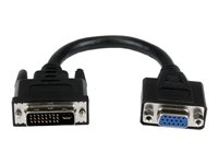 StarTech.com 8in DVI to VGA Cable Adapter - DVI-I Male to VGA Female Dongle Adapter (DVIVGAMF8IN) - VGA-adapter - DVI-I (hane) till HD-15 (VGA) (hona) - 20 cm - tumskruvar - svart DVIVGAMF8IN