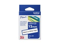 Brother TZe-231 - Standardlim - svart på vitt - Rulle (1,2 cm x 8 m) 1 kassett(er) bandlaminat - för Brother PT-D210, D600, H110; P-Touch PT-1005, 1880, H110, P900; P-Touch Cube Plus PT-P710 TZE231