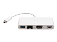 C2G USB C to HDMI, VGA, USB A & RJ45 Adapter - 4K 30Hz - White - Dockningsstation - USB-C / Thunderbolt 3 - VGA, HDMI - 1GbE C2G29829