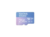 SanDisk Creator - Flash-minneskort (microSDXC till SD-adapter inkluderad) - 256 GB - A2 / Video Class V30 / UHS-I U3 - mikroSDXC UHS-I SDSQXAV-256G-GN6MS